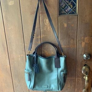 Fossil jade leather tote.